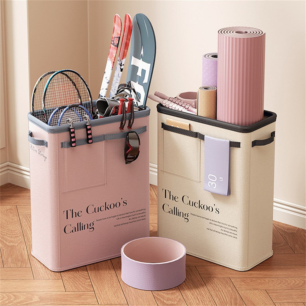 Foldable Yoga Mat Storage Bucket Space Saving Steel Frame Sports Equipment Organizer Basket
