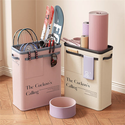 Foldable Yoga Mat Storage Bucket Space Saving Steel Frame Sports Equipment Organizer Basket
