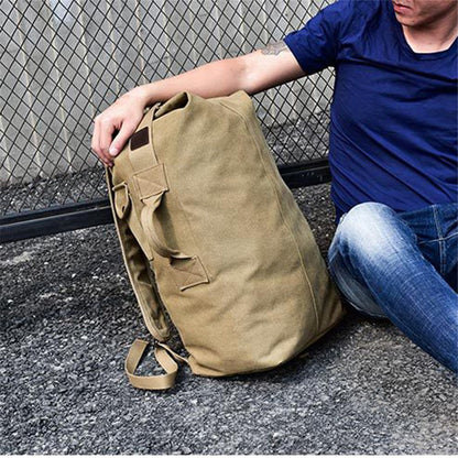 Hiking Camping Rucksack Canvas Travel Backpack Laptop Shoulders Bag, Size: S