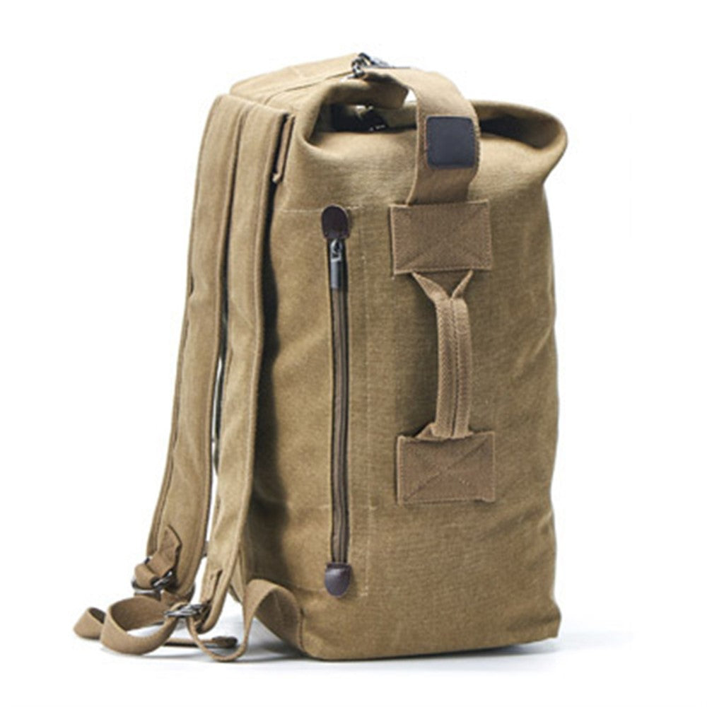 Stylish Men Canvas Rucksack Large Capacity Outdoor Travel Backpack, Upgraded Version Size S