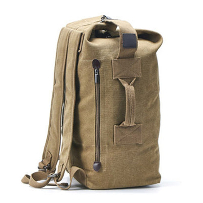 Stylish Men Canvas Rucksack Large Capacity Outdoor Travel Backpack, Upgraded Version Size S