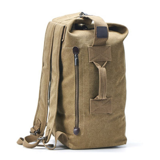 Stylish Men Canvas Rucksack Large Capacity Outdoor Travel Backpack, Upgraded Version Size S