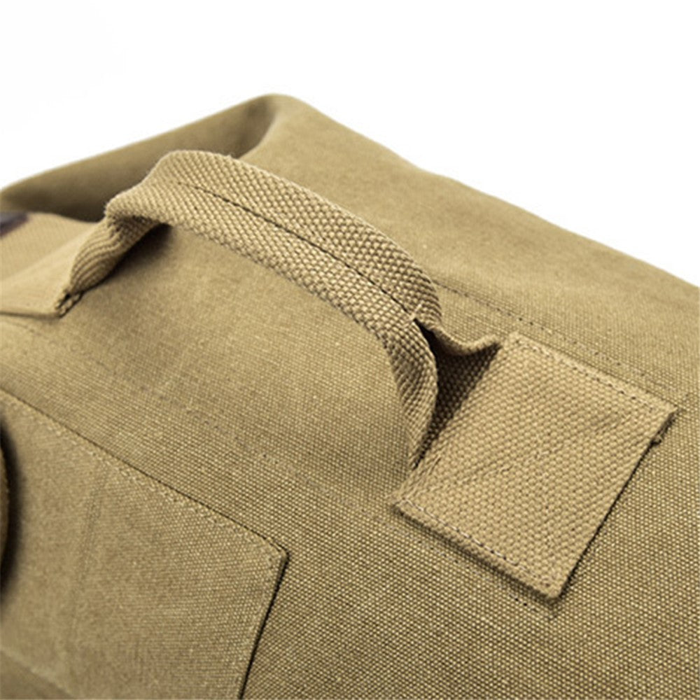 Stylish Men Canvas Rucksack Large Capacity Outdoor Travel Backpack, Upgraded Version Size S