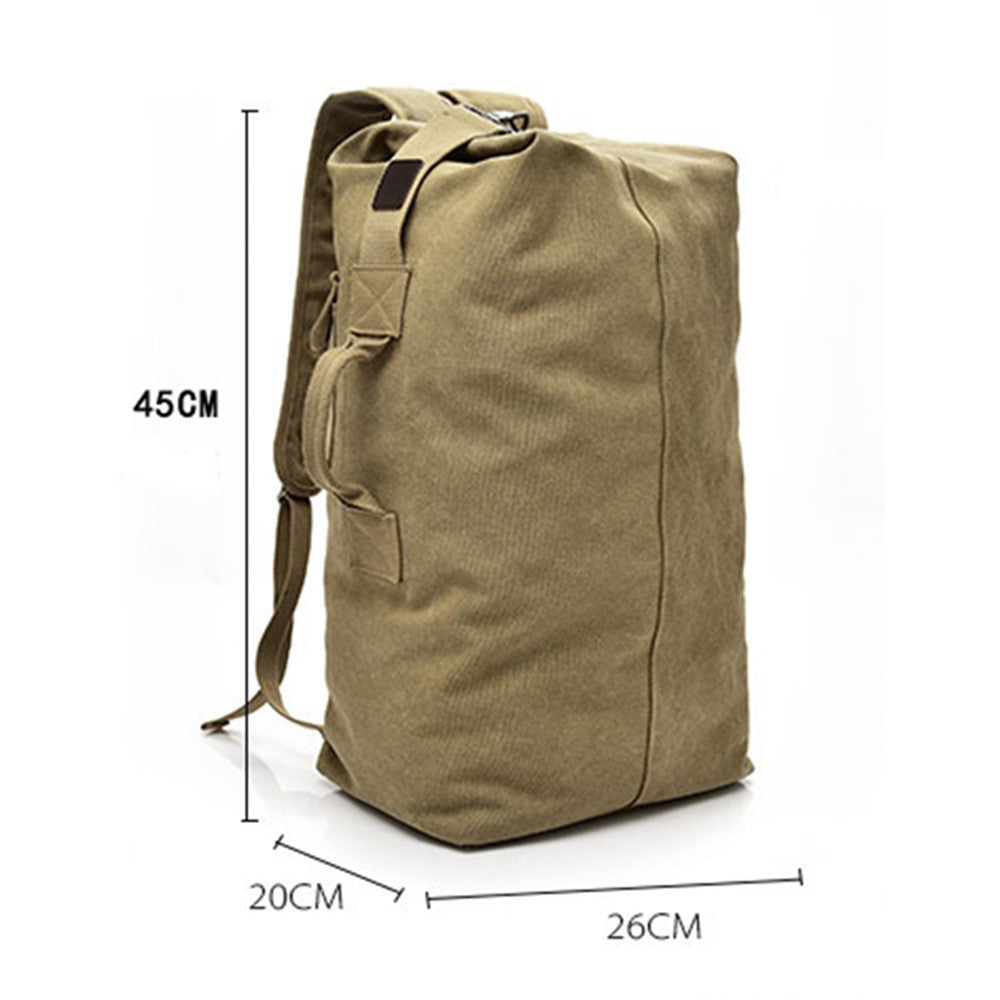 Stylish Men Canvas Rucksack Large Capacity Outdoor Travel Backpack, Upgraded Version Size S