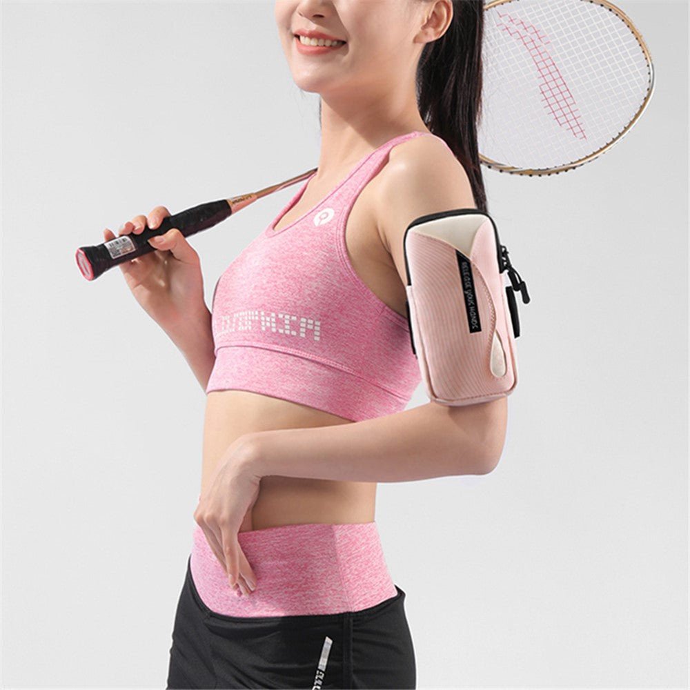 Cell Phone Armband for 6.8'' Phone PU Leather + Polyester Sweatproof Sports Arm Pouch Bag with Adjustable Elastic Band