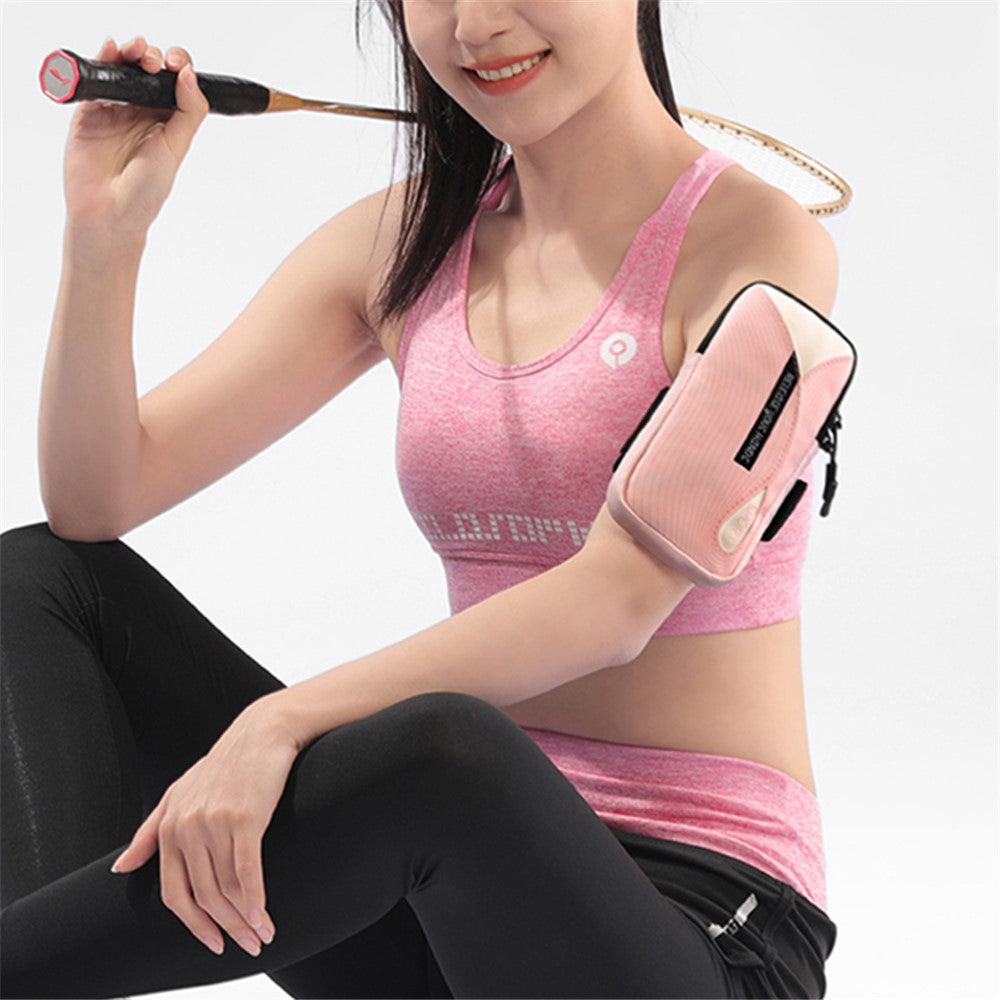 Cell Phone Armband for 6.8'' Phone PU Leather + Polyester Sweatproof Sports Arm Pouch Bag with Adjustable Elastic Band