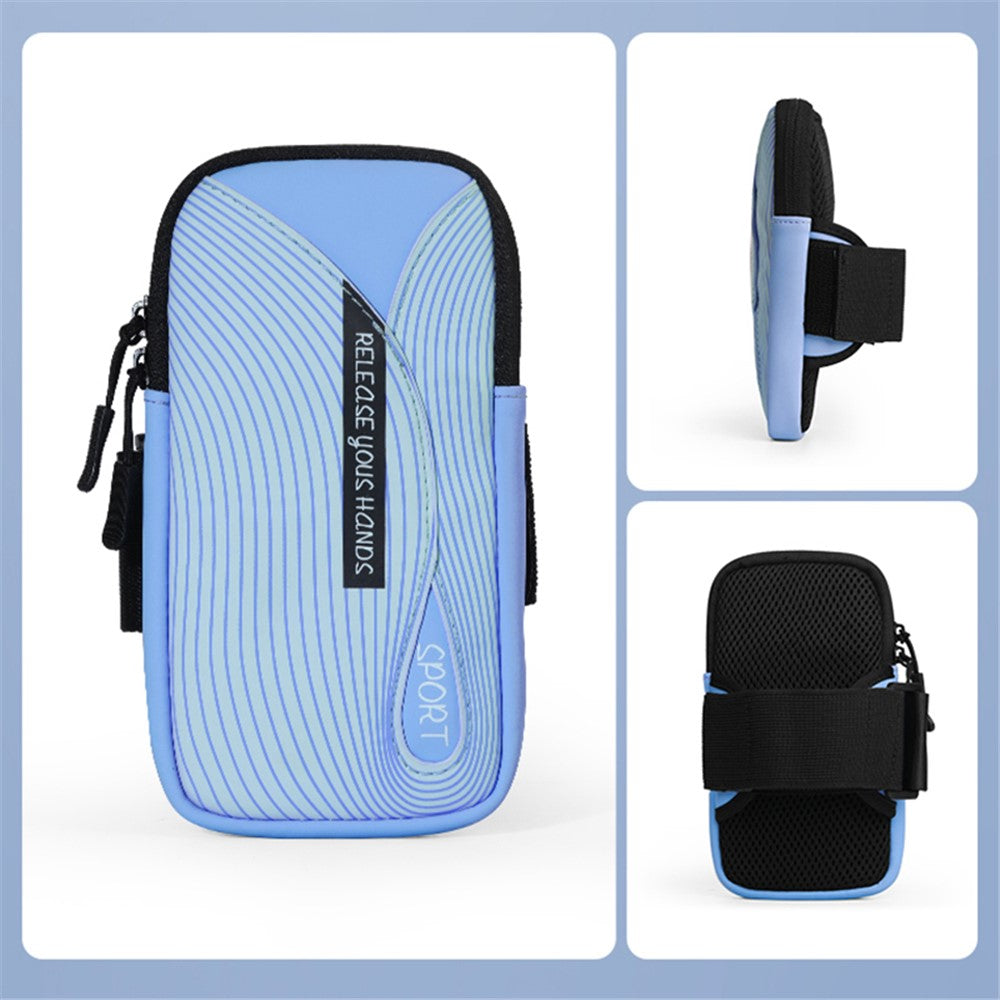 Cell Phone Armband for 6.8'' Phone PU Leather + Polyester Sweatproof Sports Arm Pouch Bag with Adjustable Elastic Band