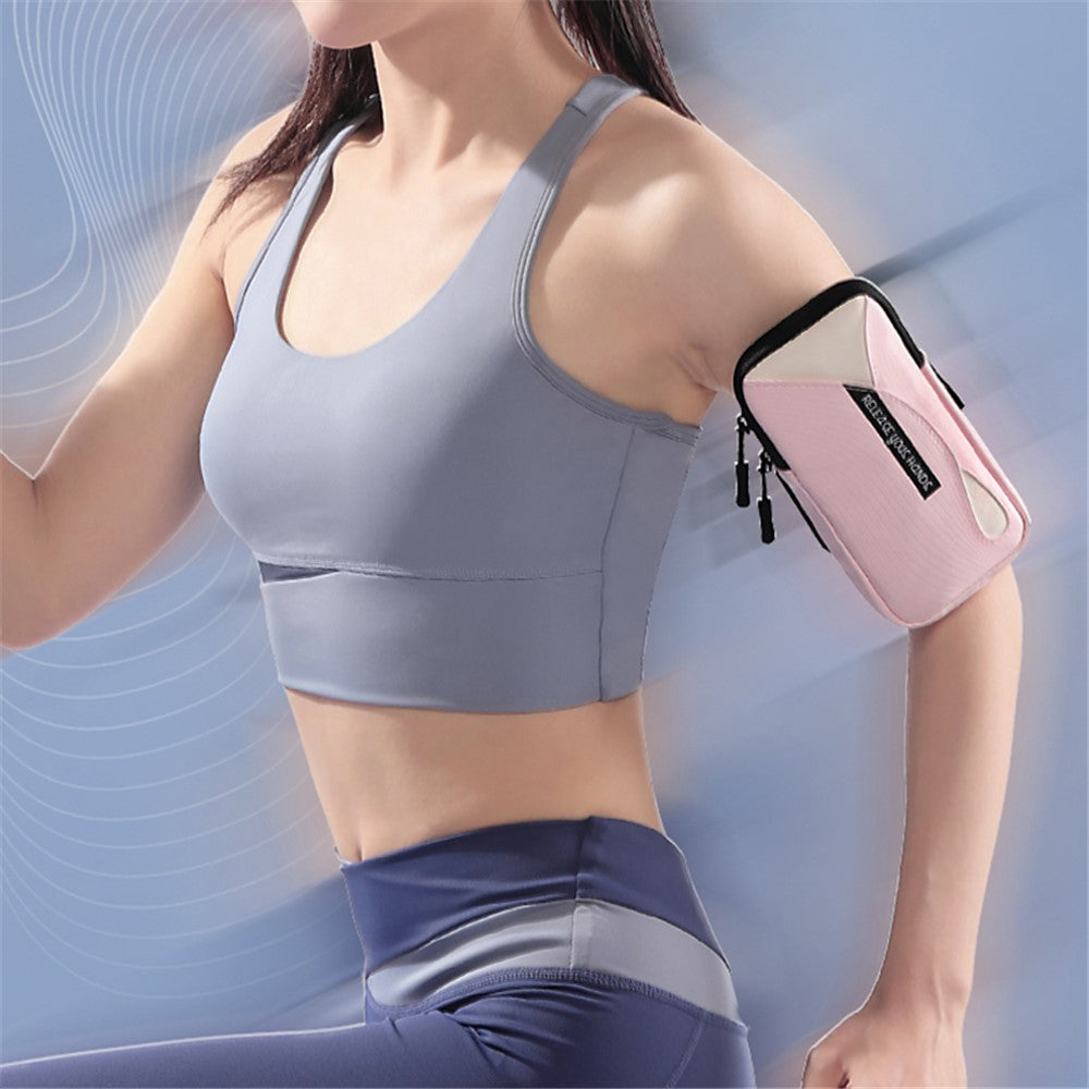 Cell Phone Armband for 6.8'' Phone PU Leather + Polyester Sweatproof Sports Arm Pouch Bag with Adjustable Elastic Band