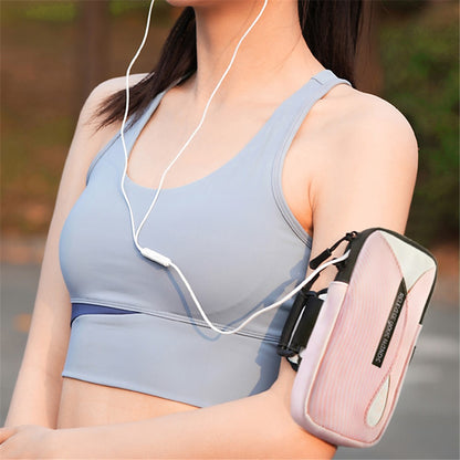 Cell Phone Armband for 6.8'' Phone PU Leather + Polyester Sweatproof Sports Arm Pouch Bag with Adjustable Elastic Band