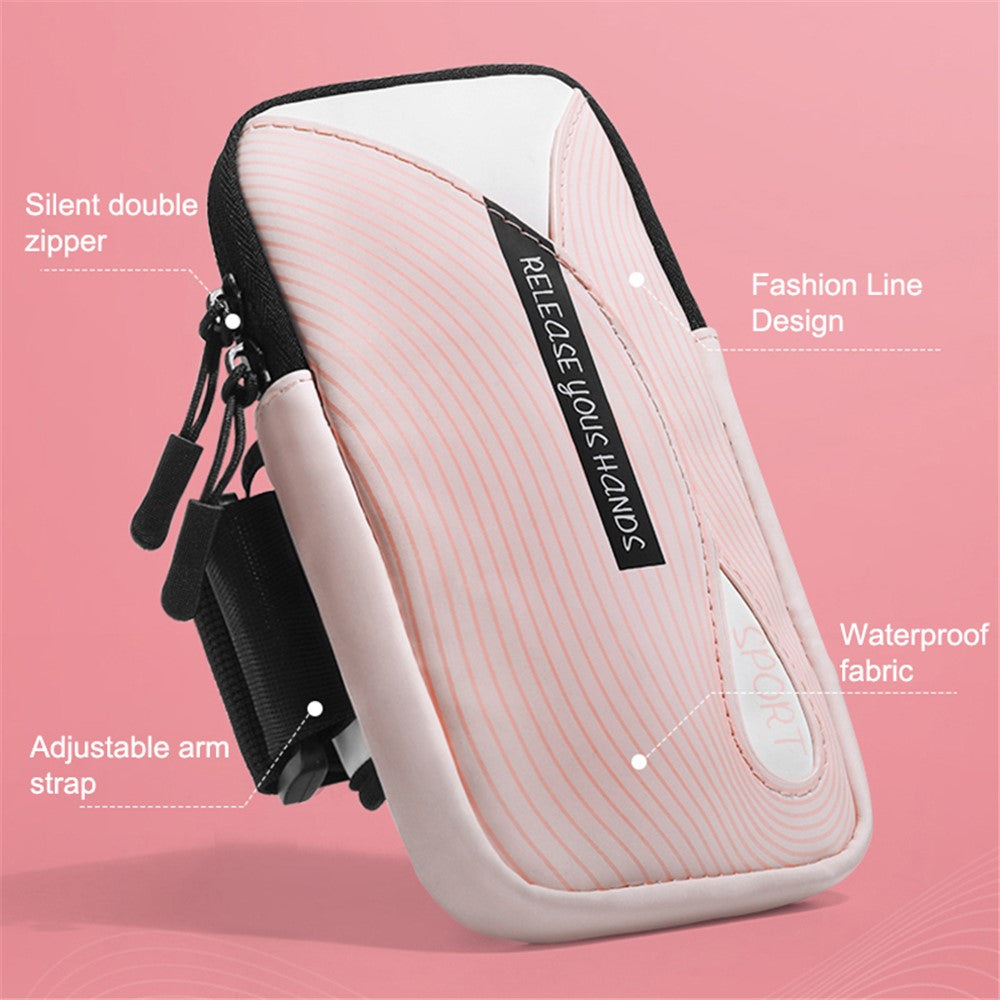 Cell Phone Armband for 6.8'' Phone PU Leather + Polyester Sweatproof Sports Arm Pouch Bag with Adjustable Elastic Band