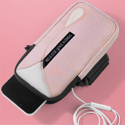 Cell Phone Armband for 6.8'' Phone PU Leather + Polyester Sweatproof Sports Arm Pouch Bag with Adjustable Elastic Band