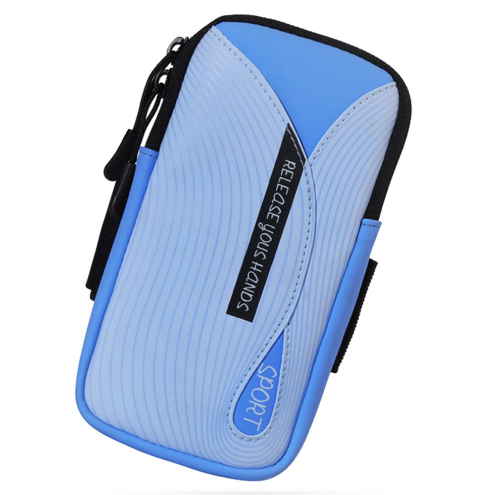 Cell Phone Armband for 6.8'' Phone PU Leather + Polyester Sweatproof Sports Arm Pouch Bag with Adjustable Elastic Band