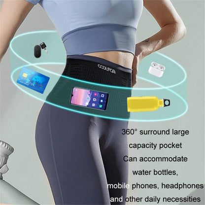 COOLFCA Outdoor Running Anti-Slip Waist Bag Breathable Elastic Phone Pouch, Size: 14x60cm, for 50-90cm Waist