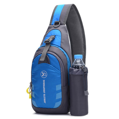 JUNLETU Men Women Chest Bag Nylon Single Shoulder Crossbody Bag with Detachable Bottle Bag
