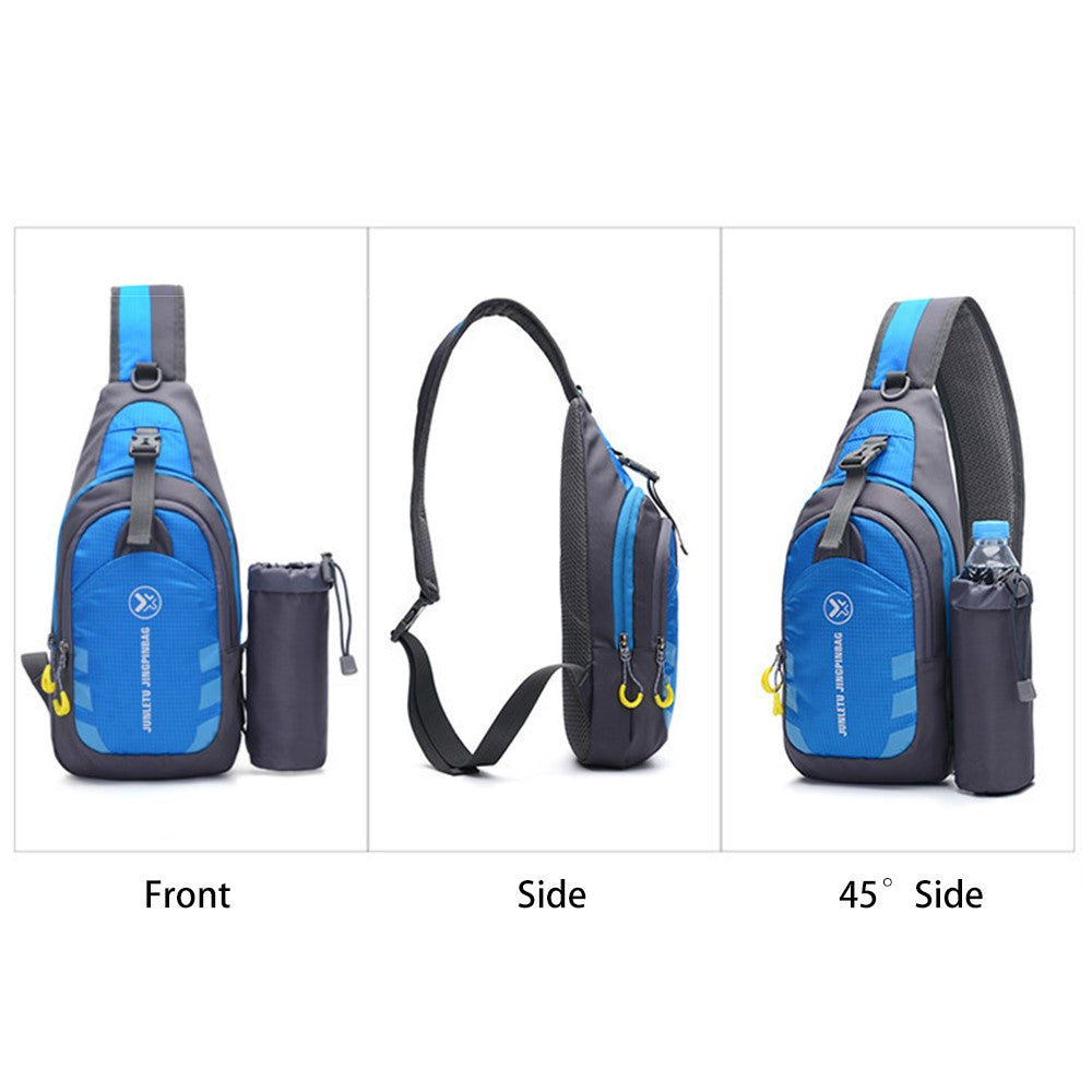 JUNLETU Men Women Chest Bag Nylon Single Shoulder Crossbody Bag with Detachable Bottle Bag