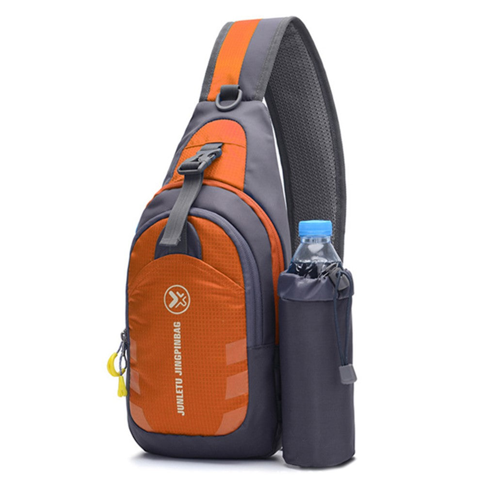 JUNLETU Men Women Chest Bag Nylon Single Shoulder Crossbody Bag with Detachable Bottle Bag