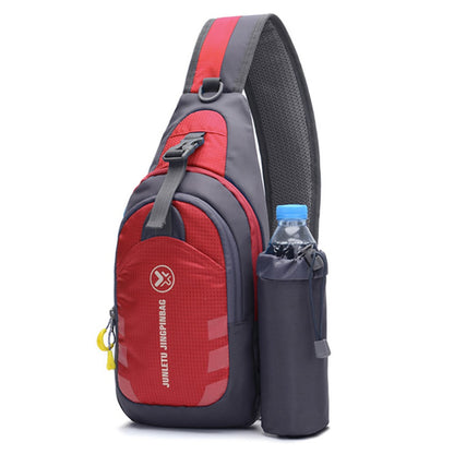 JUNLETU Men Women Chest Bag Nylon Single Shoulder Crossbody Bag with Detachable Bottle Bag