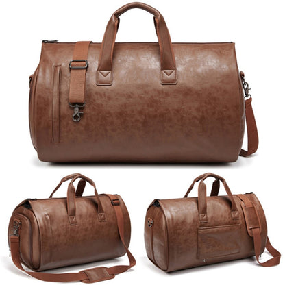 PU Leather Men Suit Storage Bag Large Capacity Waterproof Travel Luggage Tote Crossbody Bag