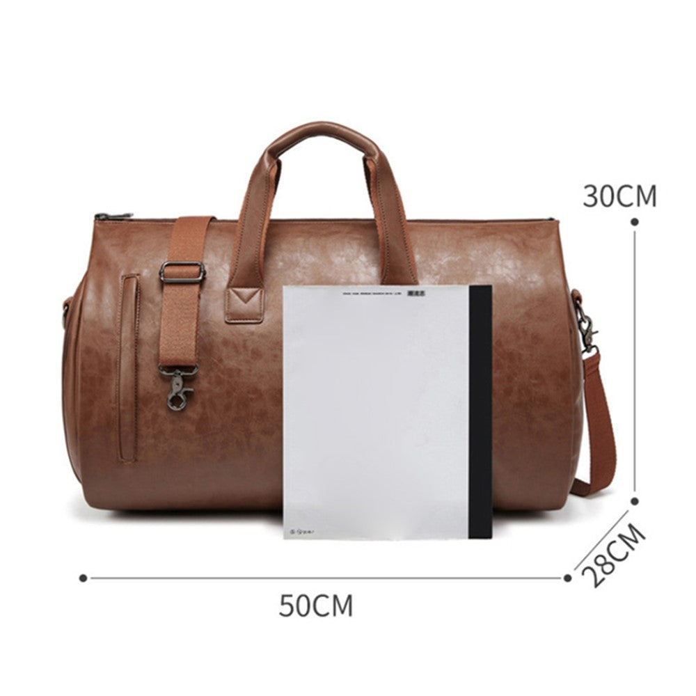 PU Leather Men Suit Storage Bag Large Capacity Waterproof Travel Luggage Tote Crossbody Bag