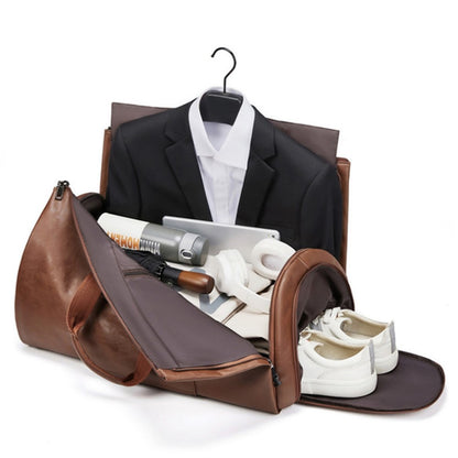 PU Leather Men Suit Storage Bag Large Capacity Waterproof Travel Luggage Tote Crossbody Bag