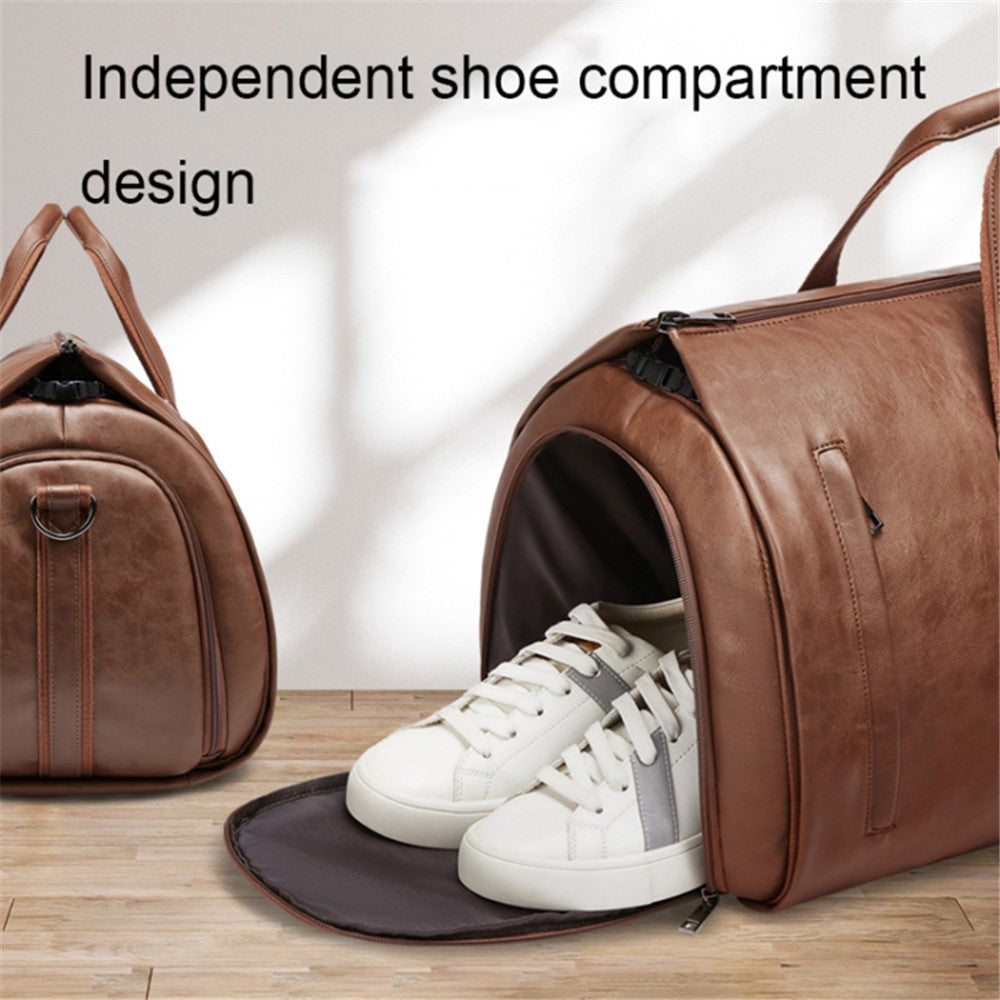 PU Leather Men Suit Storage Bag Large Capacity Waterproof Travel Luggage Tote Crossbody Bag