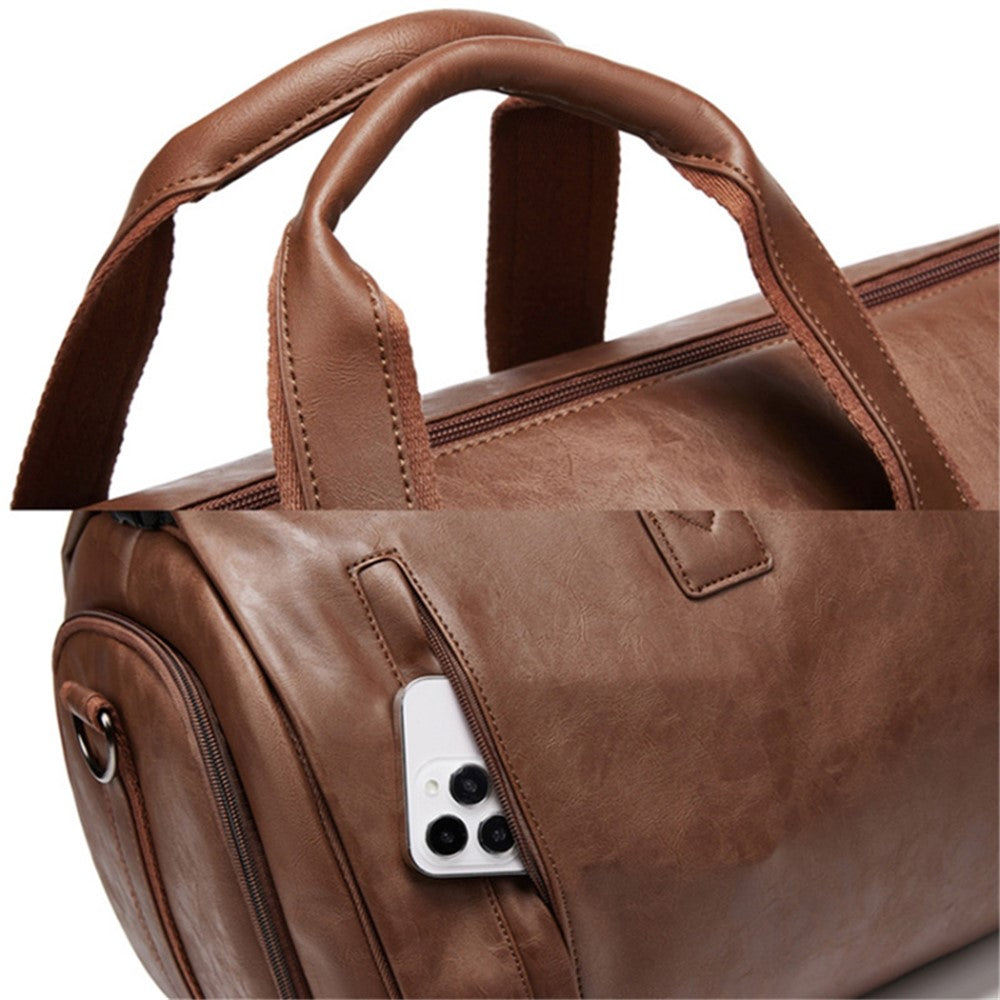 PU Leather Men Suit Storage Bag Large Capacity Waterproof Travel Luggage Tote Crossbody Bag