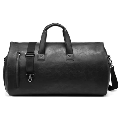 PU Leather Men Suit Storage Bag Large Capacity Waterproof Travel Luggage Tote Crossbody Bag