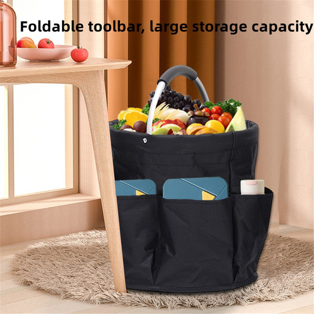 WD3-132 Foldable Storage Basket Oxford Cloth Portable Carrying Basket for Beach Picnic Gardening Tool