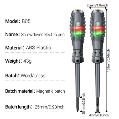 ANENG B05 Flat / Cross Screwdriver Set Lightweight Portable Electric Pen Tester with LED Light