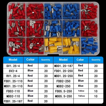 280Pcs Insulated Ring Terminals Assorted Kit Cold Press Electrical Wire Crimp Connectors