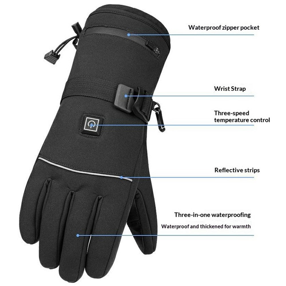 Electric Heated Gloves with 2x 5000mAh Battery 3 Temperature Control 60-65°C Waterproof Touchscreen Winter Thermal Mittens for Skiing Cycling