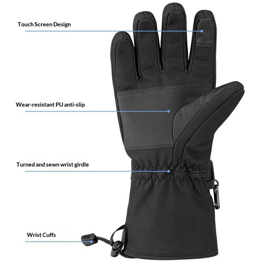 Electric Heated Gloves with 2x 5000mAh Battery 3 Temperature Control 60-65°C Waterproof Touchscreen Winter Thermal Mittens for Skiing Cycling
