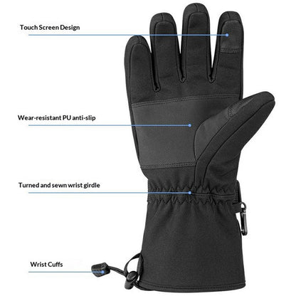 Electric Heated Gloves with 2x 5000mAh Battery 3 Temperature Control 60-65°C Waterproof Touchscreen Winter Thermal Mittens for Skiing Cycling