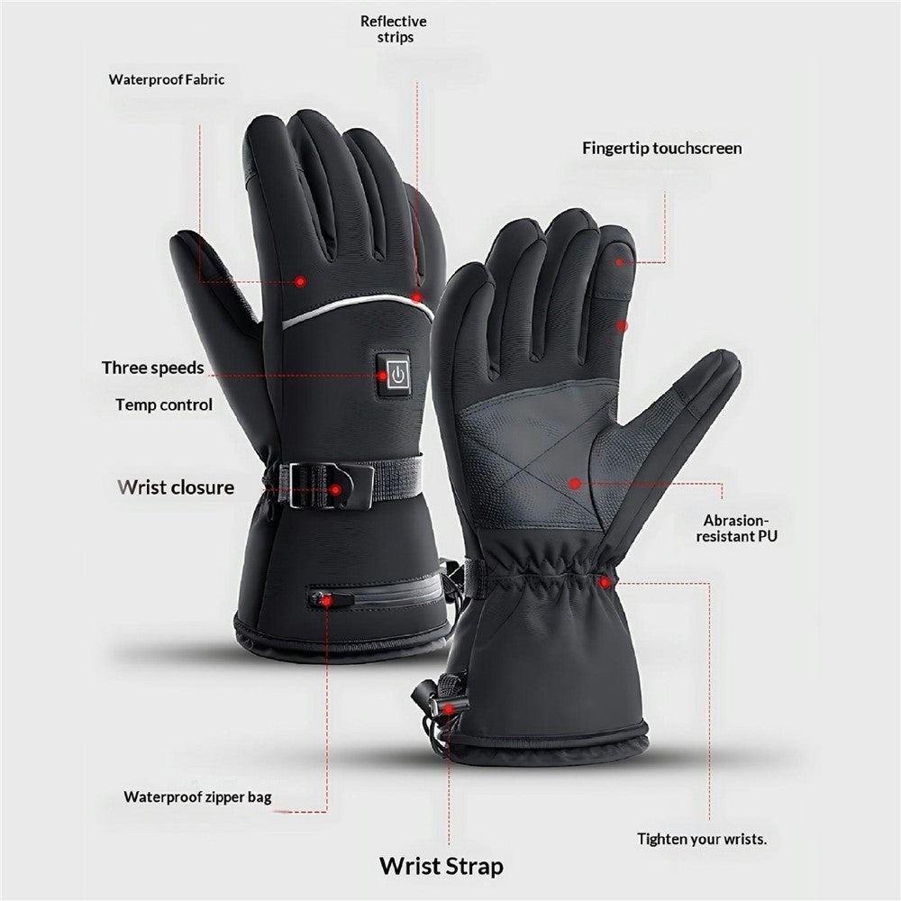 Electric Heated Gloves with 2x 5000mAh Battery Touchscreen Waterproof Rechargeable Warm Gloves for Winter Outdoor