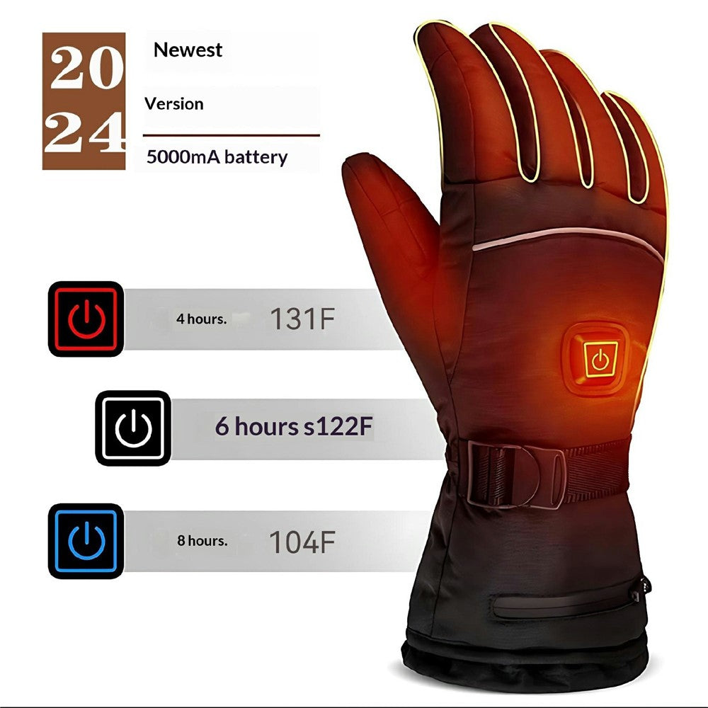 Electric Heated Gloves with 2x 5000mAh Battery Touchscreen Waterproof Rechargeable Warm Gloves for Winter Outdoor