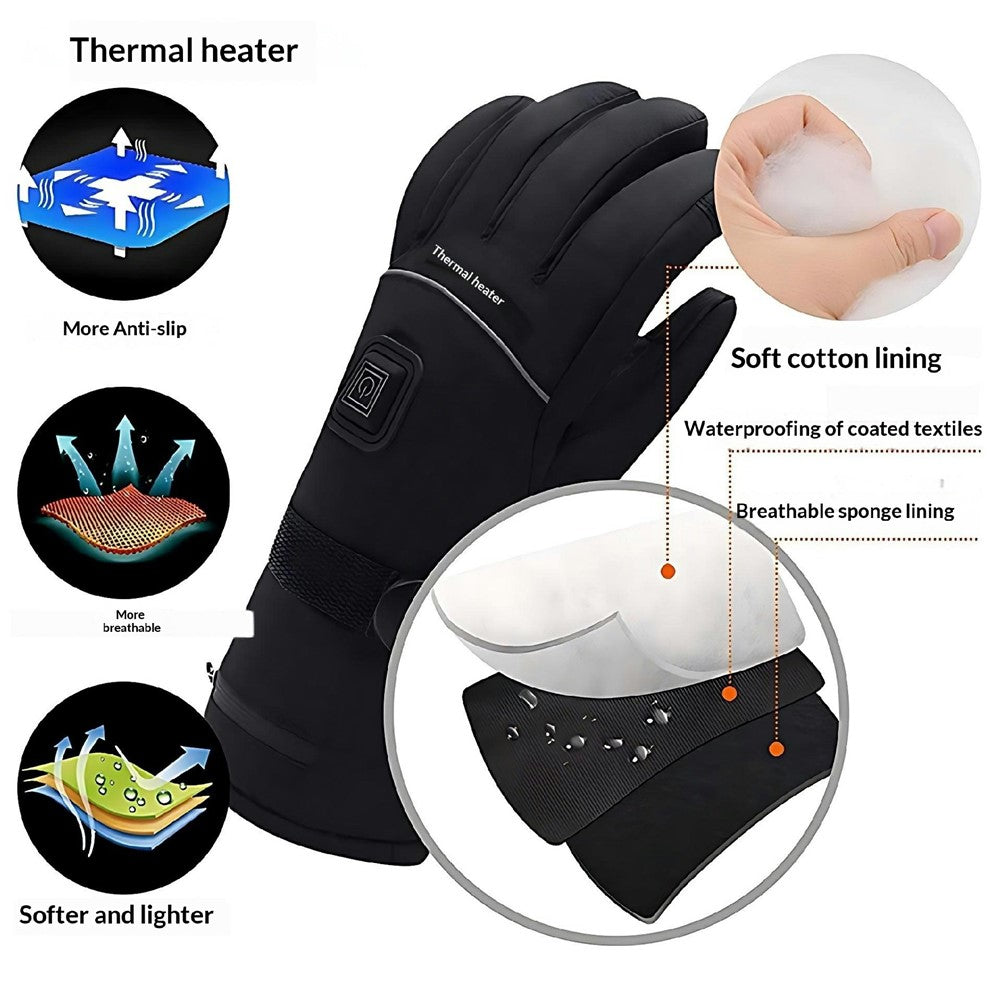Electric Heated Gloves with 2x 5000mAh Battery Touchscreen Waterproof Rechargeable Warm Gloves for Winter Outdoor