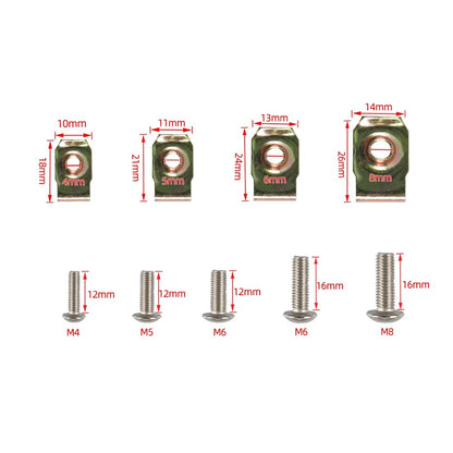 A7573 115PCS M4 M5 M6 M8 Hammer Head Drop U-Nut Clip Assortment Kit with Plastic Box
