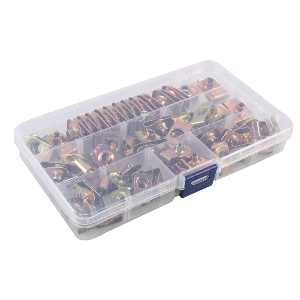 A7506 60PCS M4 M5 M6 M8 Color Zinc Tension Reed Nut Slot Assortment Kit with Plastic Box
