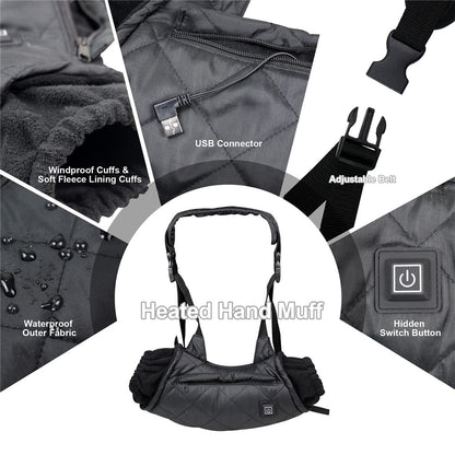 Electric Hand Warmer Rechargeable Heated Hand Muff with 3 Heat Modes Portable Graphene Hand Warmer Bag for Winter Outdoor Hunting Camping Football Golf