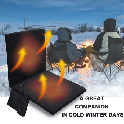 MYDAYS OUTDOOR 16 inch Heated Stadium Seat Chair Pad 3 Levels Portable USB Heated Seat Cushion for Outdoor