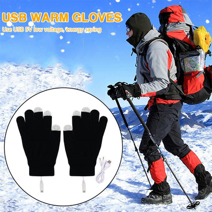 1 Pair Winter Heated Riding Gloves USB Charging Warm Hand Gloves for Outdoor Activities Constant Temperature Windproof Mittens