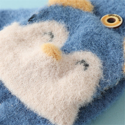 1 Pair Kids Mink Velvet Warm Gloves Half Finger Cover Cartoon Shape