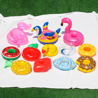 Inflatable Cup Holder Pool Float Watermelon Pineapple Donut Swan Fruit Pool Party Drink Holder