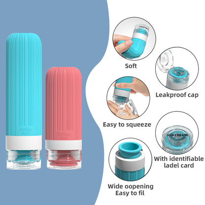 Leak Proof Travel Silicone Bottles Set 60ml 90ml Portable Containers for Shampoo Body Wash
