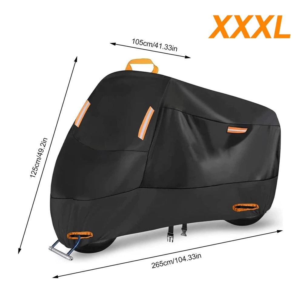 XXXL: 265x105x125cm Motorcycle 210D Oxford Cloth Cover Sun-Proof Rain-Proof Motorbike Cover Protector