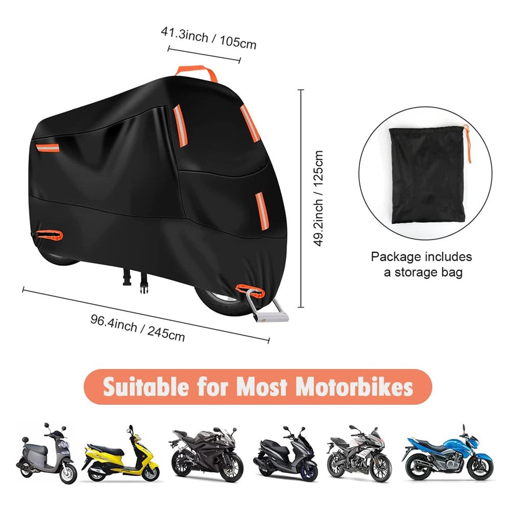 XXL: 245x105x125cm Motorcycle 210D Oxford Cloth Cover Sun-Proof Rain-Proof Motorbike Cover Protector