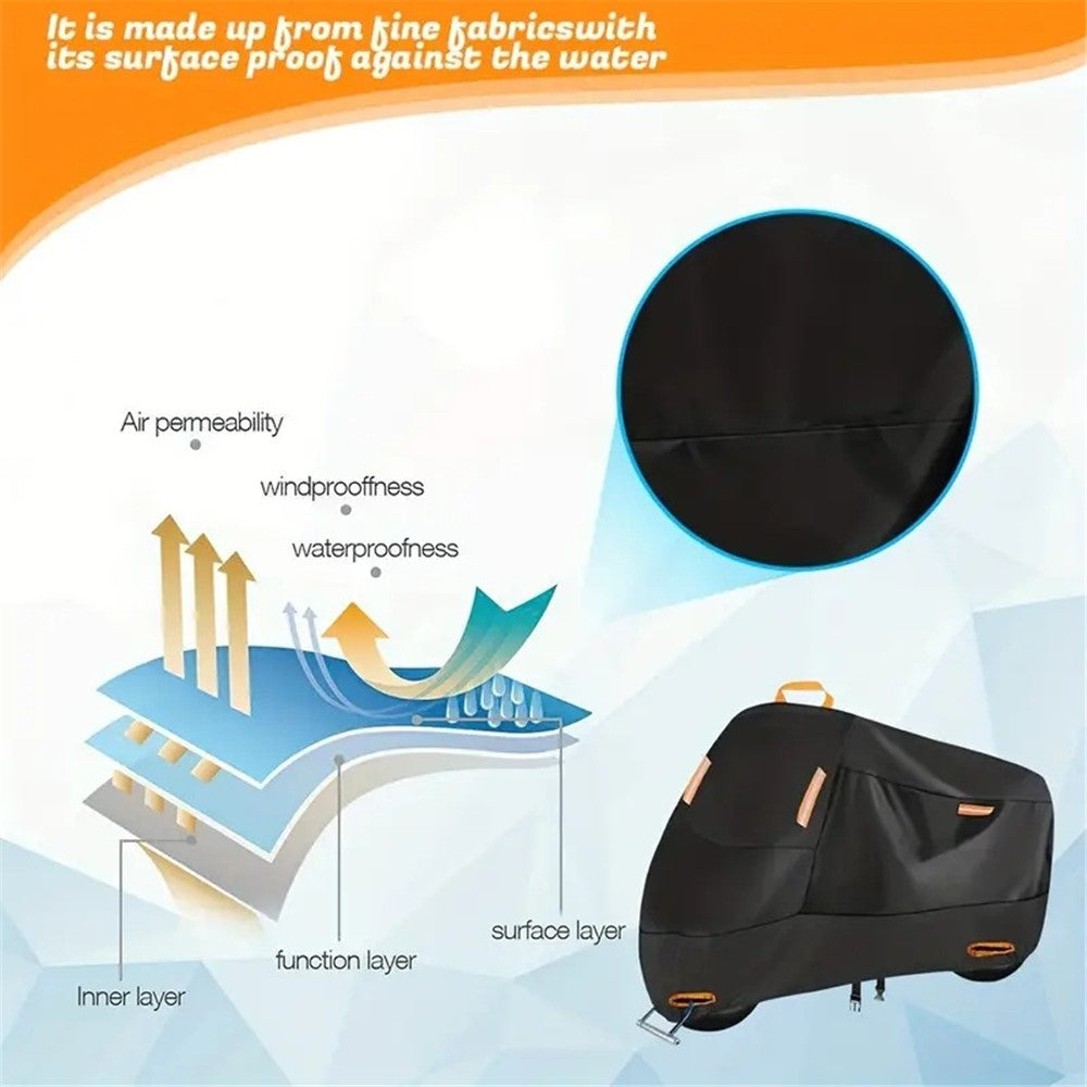 L: 220x95x110cm Motorcycle 210D Oxford Cloth Cover Sun-Proof Rain-Proof Motorbike Cover Protector