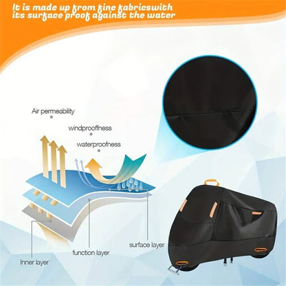 L: 220x95x110cm Motorcycle 210D Oxford Cloth Cover Sun-Proof Rain-Proof Motorbike Cover Protector