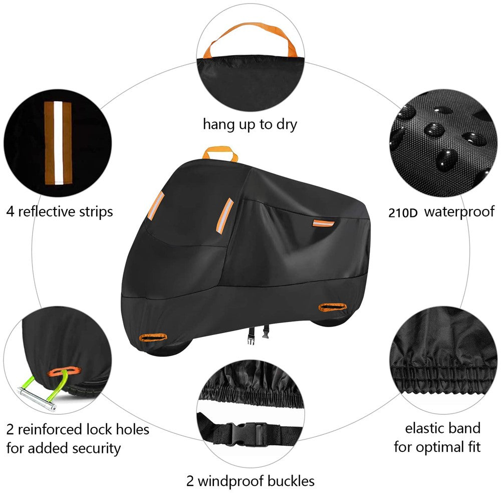 L: 220x95x110cm Motorcycle 210D Oxford Cloth Cover Sun-Proof Rain-Proof Motorbike Cover Protector