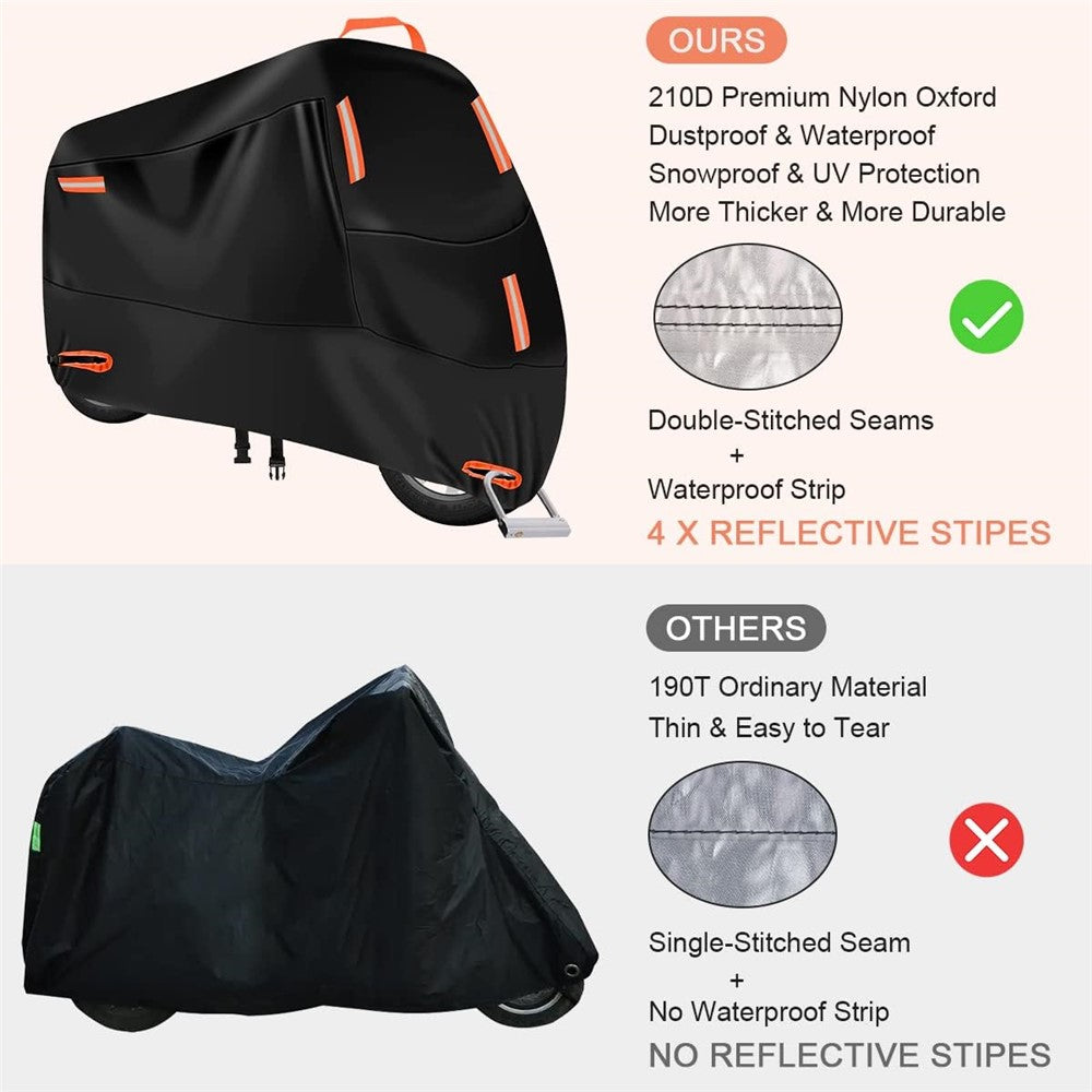 L: 220x95x110cm Motorcycle 210D Oxford Cloth Cover Sun-Proof Rain-Proof Motorbike Cover Protector